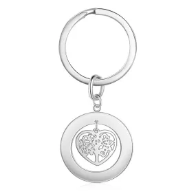 Personalized Stainless Steel Tree of Life Keychain