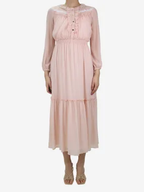 Pink ruffled midi dress - size FR 36