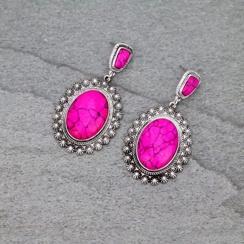 Pink western earrings