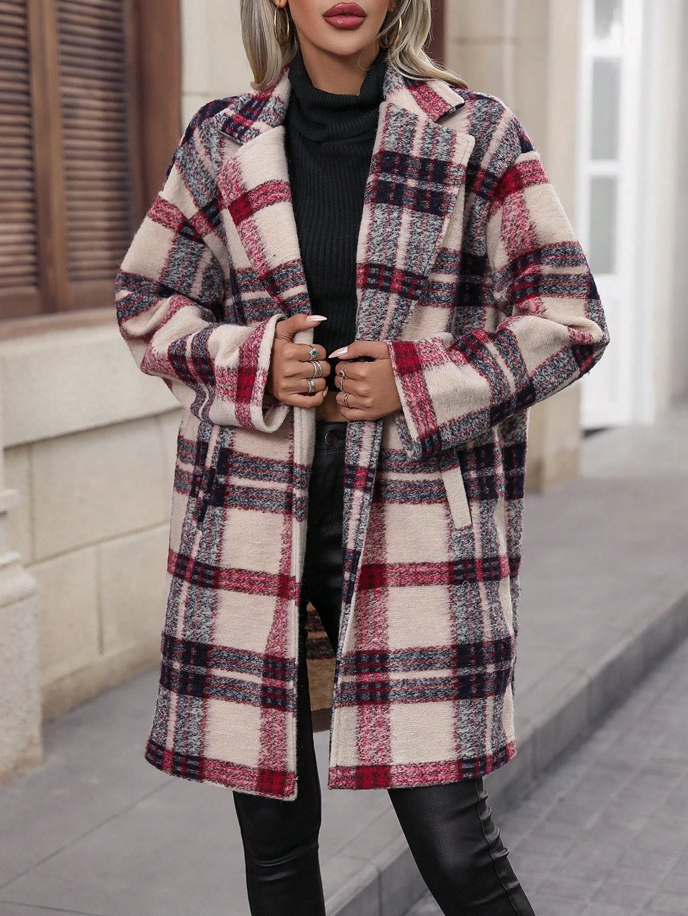 Plaid Print Single Breasted Coat