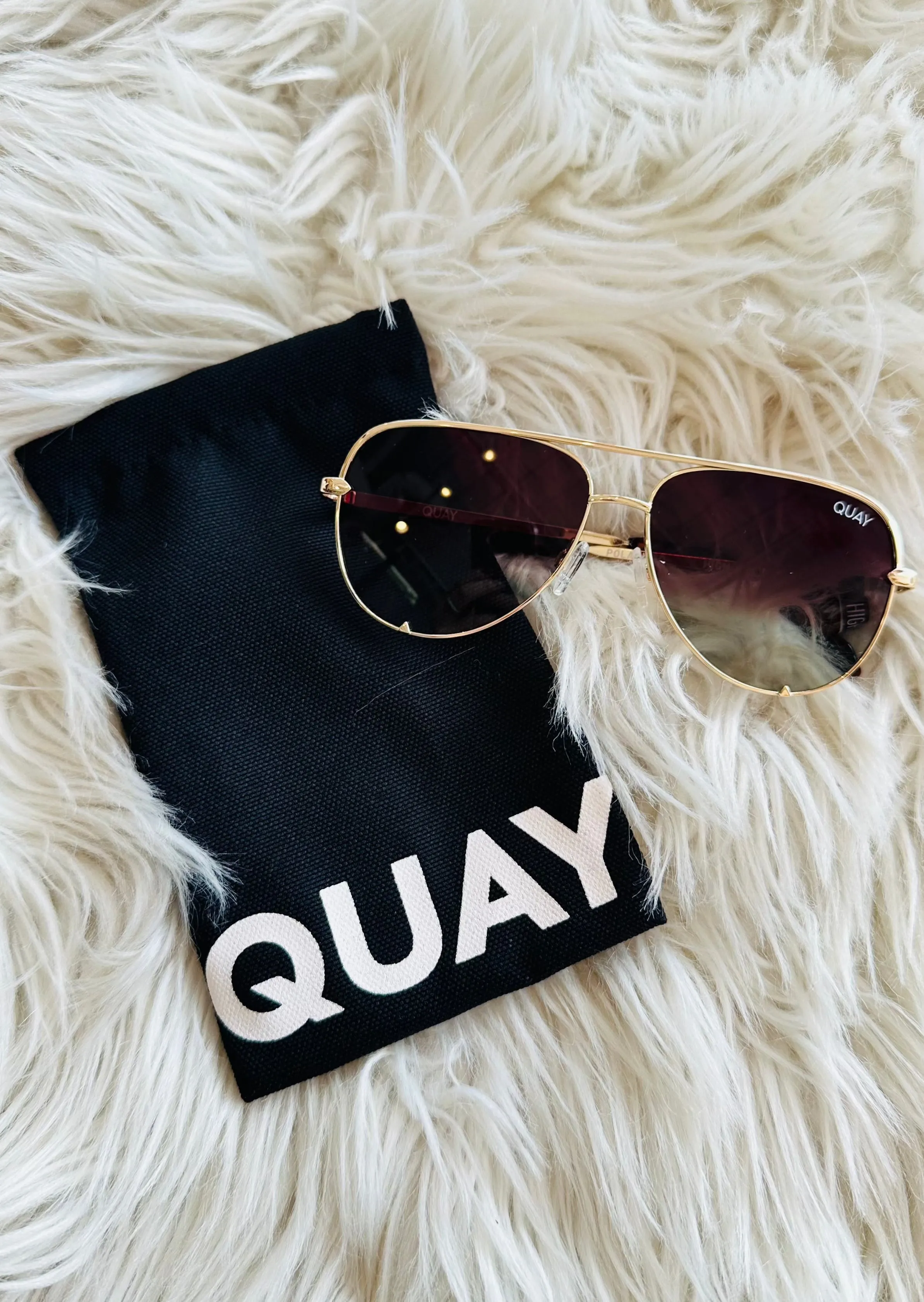 Quay High Key Polarized Mini Gold Fade Sunglasses