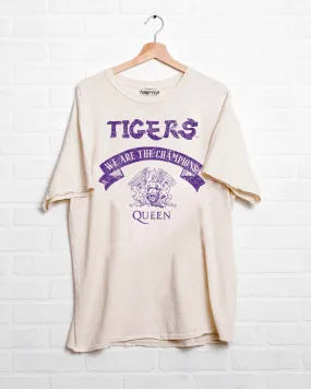 Queen LSU Tigers Champions Scroll Off White Thrifted Tee