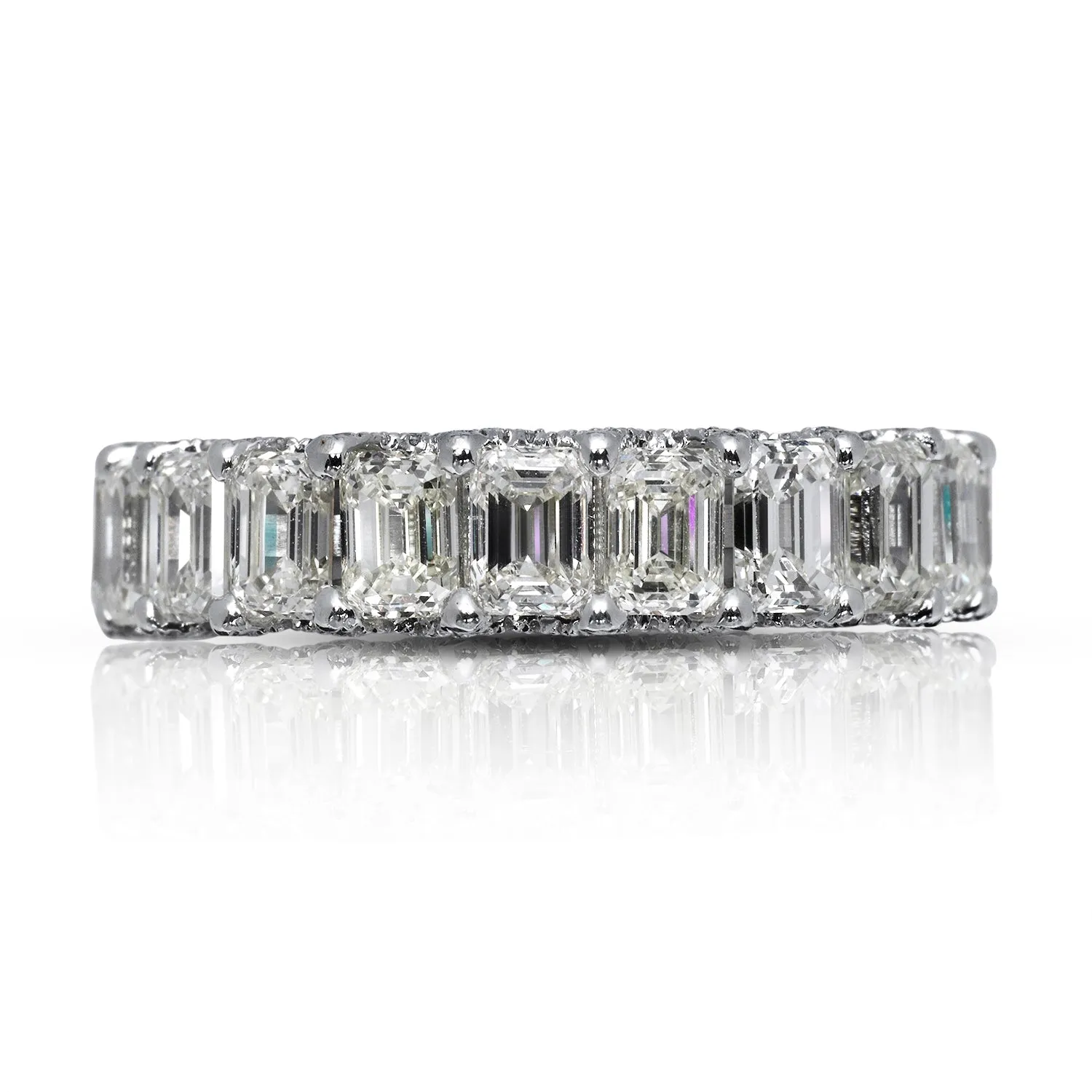 RIO 7 Carat Emerald Cut Diamond Eternity Band in 14K White Gold Micro Pave Prong 30 pointer By Mike Nekta