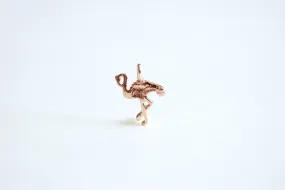 Rose Gold Flamingo Charm, 22k Gold plated 925 Silver Flamingo, Bird Charm, Crane, Small Bird, Pink Flamingo, Sterling Silver Pendant, 369