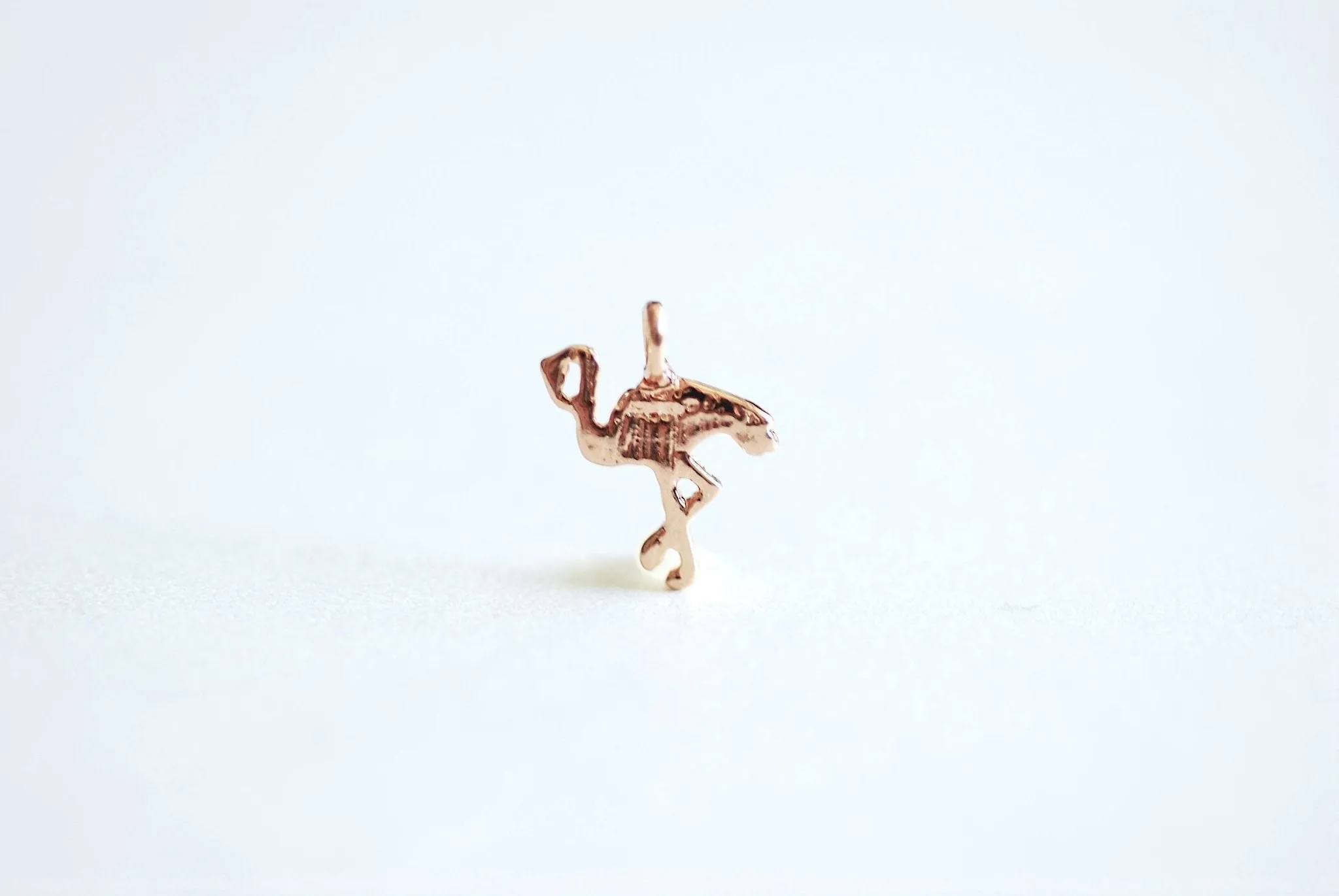 Rose Gold Flamingo Charm, 22k Gold plated 925 Silver Flamingo, Bird Charm, Crane, Small Bird, Pink Flamingo, Sterling Silver Pendant, 369