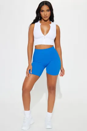 Sophia Textured Biker Short - Royal