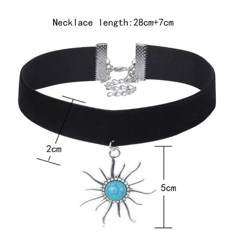 Sunlight of My Life Blue Choker Necklace