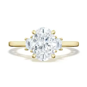 Tacori 18k Lunetta Crescent Oval 3-Stone Engagement Ring