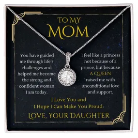 To My Mom Necklace Gift from Daughter, Because a Queen Raised me,  Eternal Hope Necklace For Mother's Day