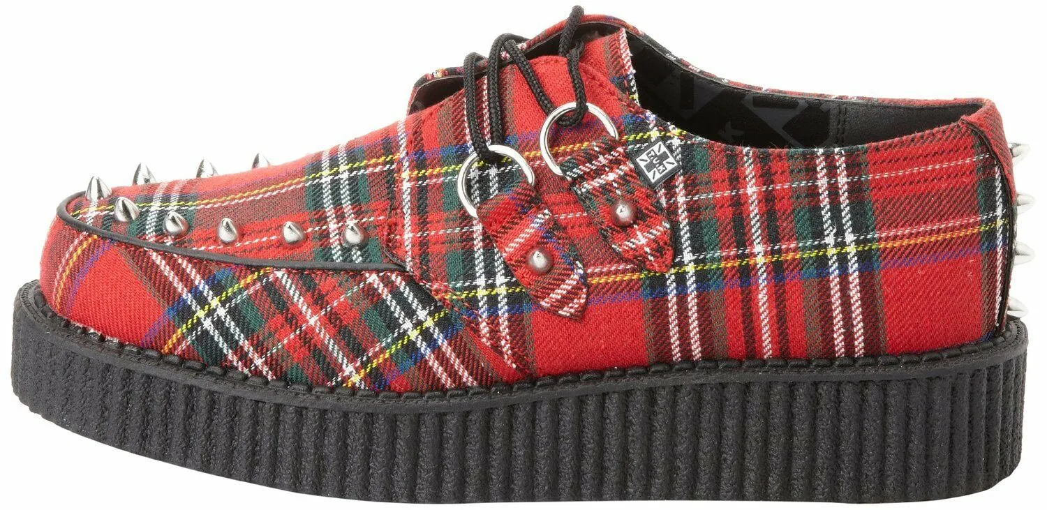 T.U.K RED TARTAN ROT STUD LOW CREEPER