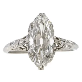 Vintage Marquise Cut Diamond Engagement Ring, 3.05ct.