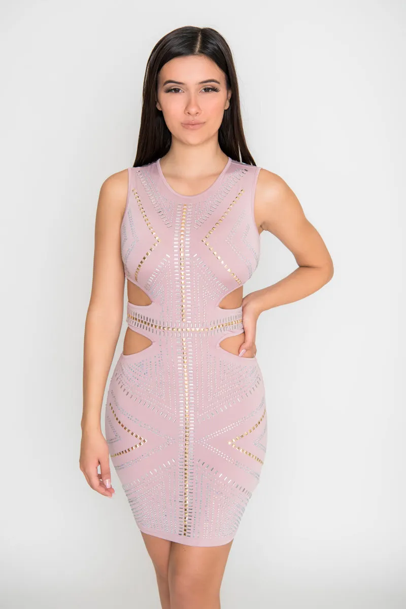 Violet Studded Bodycon Dress